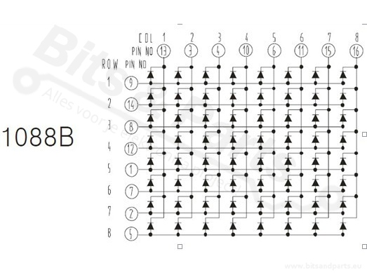 LED Matrix 8x8 round LEDs red common anode